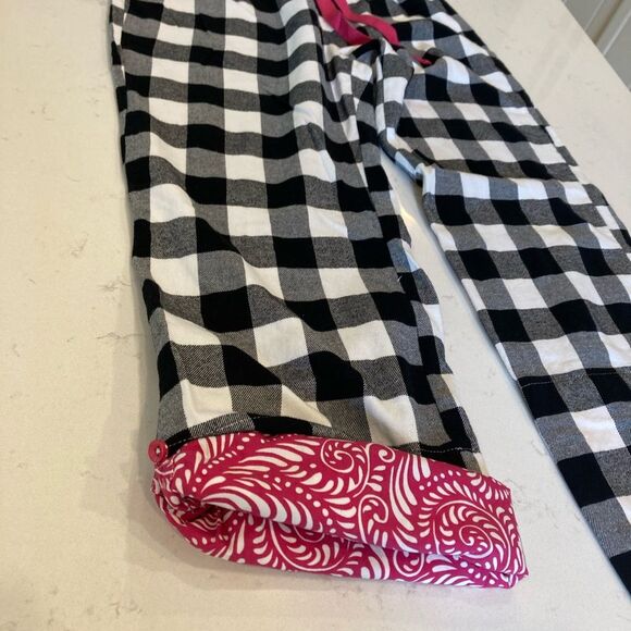 World Market 100% Cotton Flannel Buffalo Plaid Reversible Roll Up Lounge Pants - Picture 7 of 10